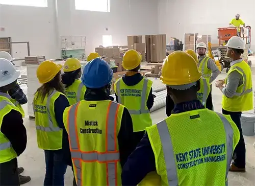 Kent State University Construction Management students enjoy an educational tour of a local job site.